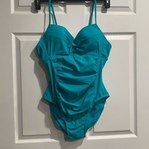 Assets Aqua Blue One-piece Swimsuit Spanx XL